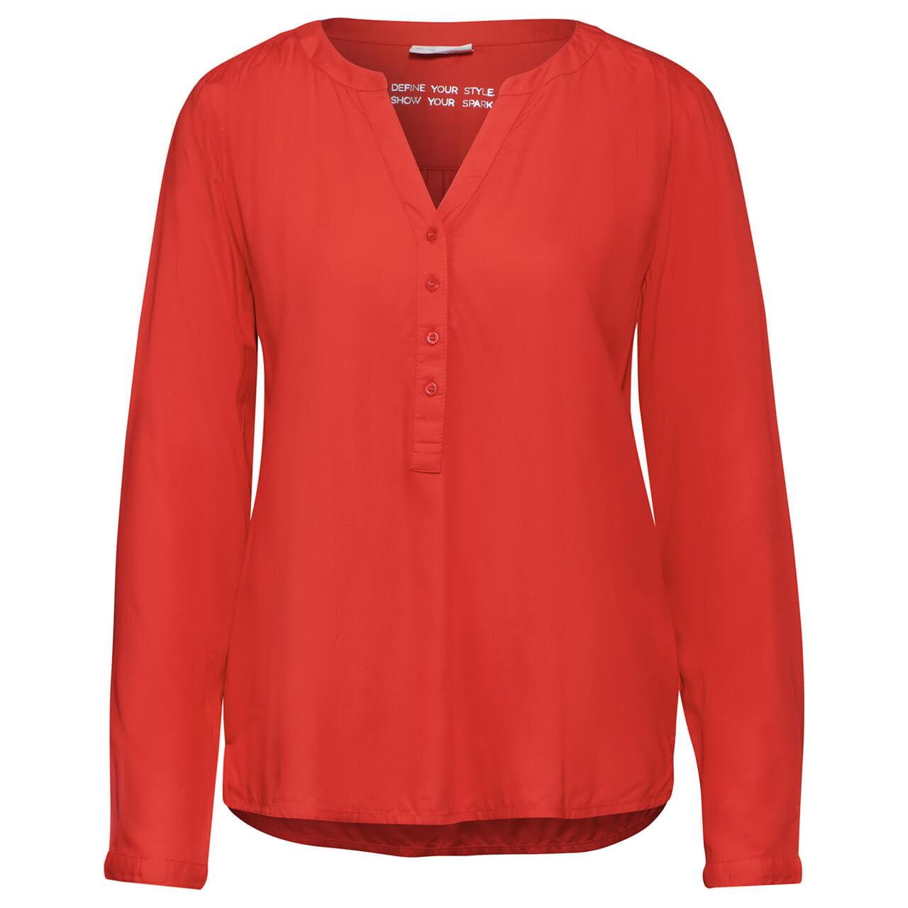 Street One Damen Langarm Bluse Bamika mandarin red