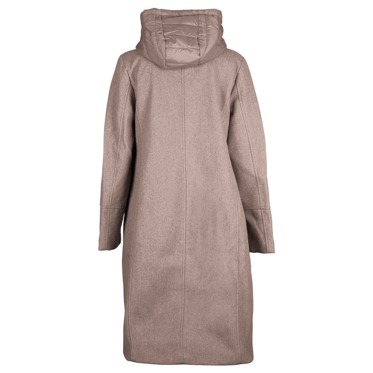 Damen Mantel Long Revers Coat von Street One in Greige meliert, Rückansicht am Model