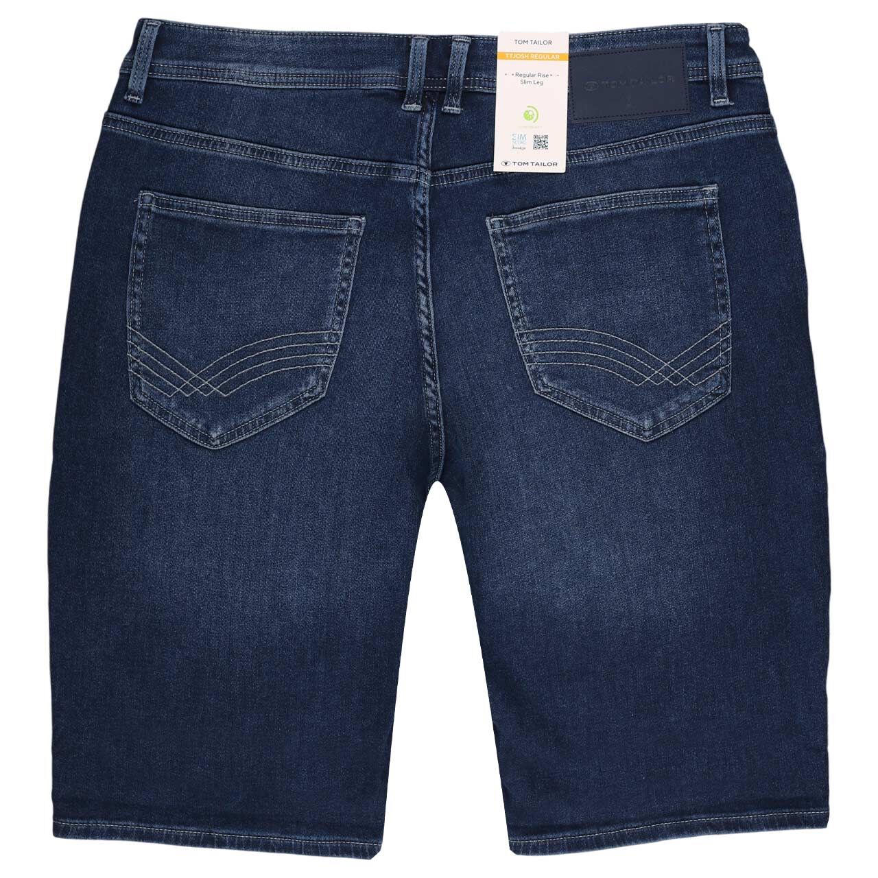 Herren Jeans Bermuda Josh von Tom Tailor in Blau angewaschen, Rückansicht