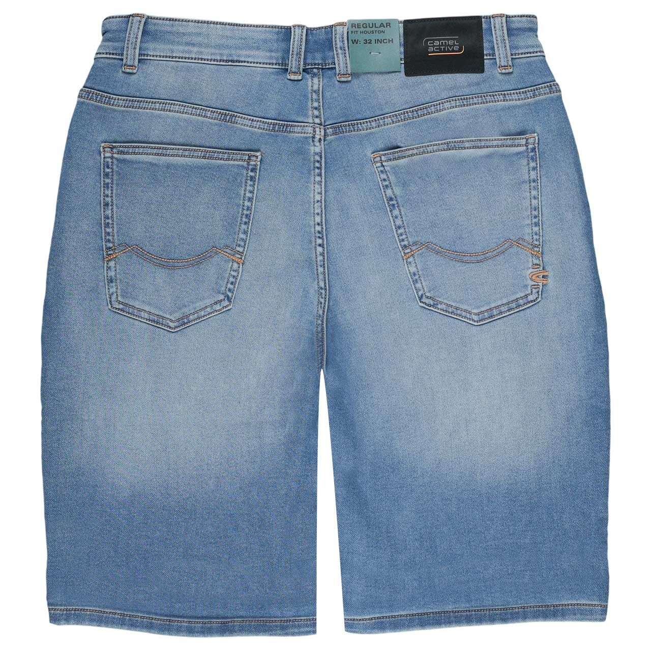 Stretch Herren Jeans Bermuda Houston fleXXX von Camel active in Hellblau angewaschen, Rückansicht