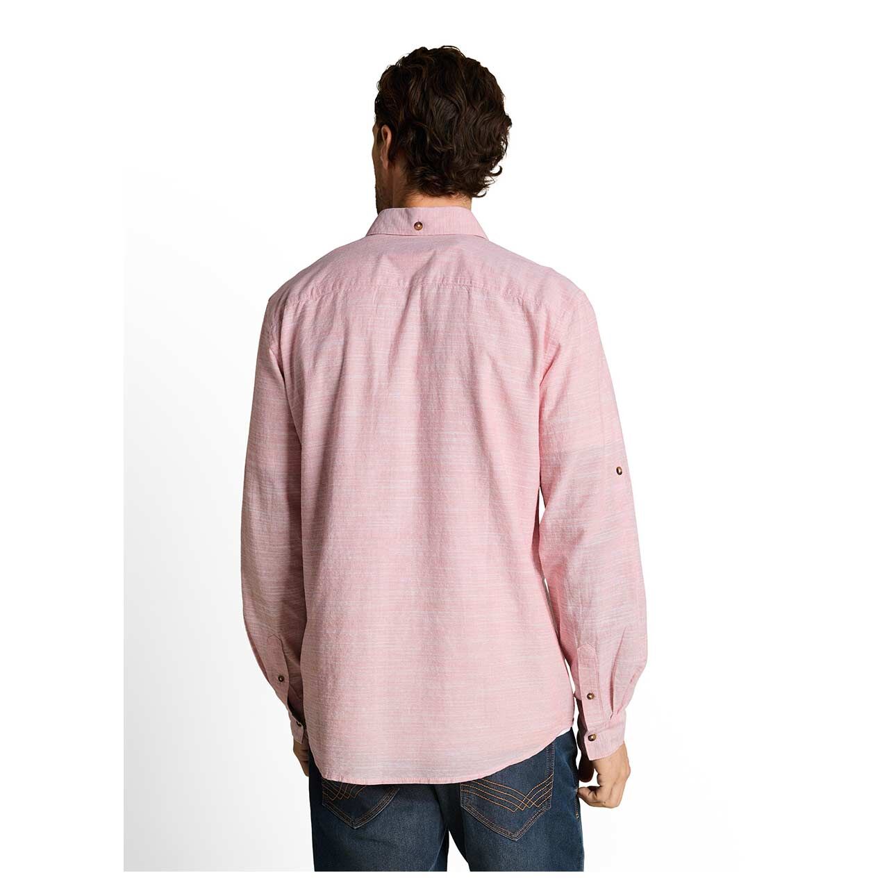 Herren Langarm Hemd von Tom Tailor in Rot mit Print, Rückansicht am Model