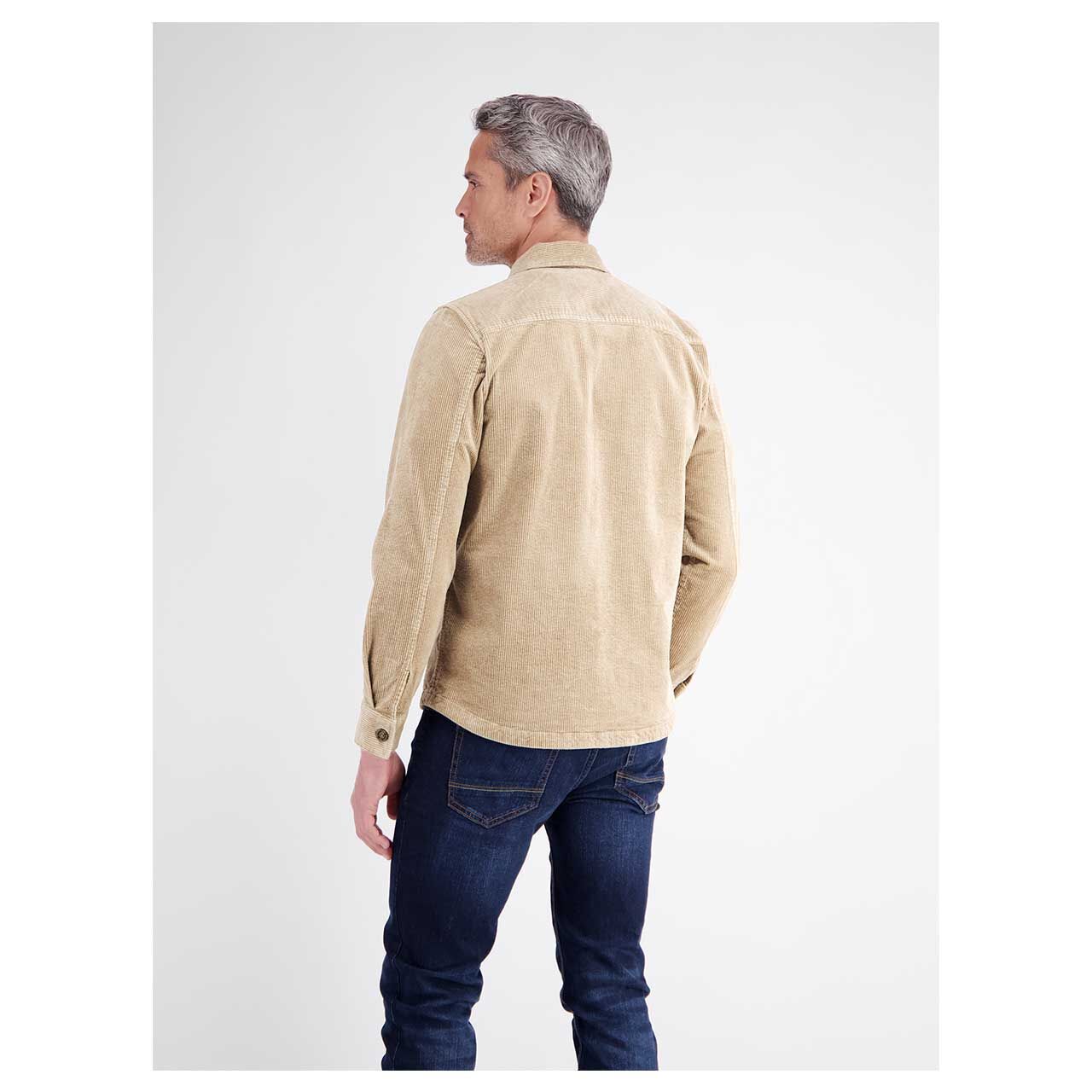 Herren Cord Hemdjacke von Lerros in Beige, Rückansicht am Model