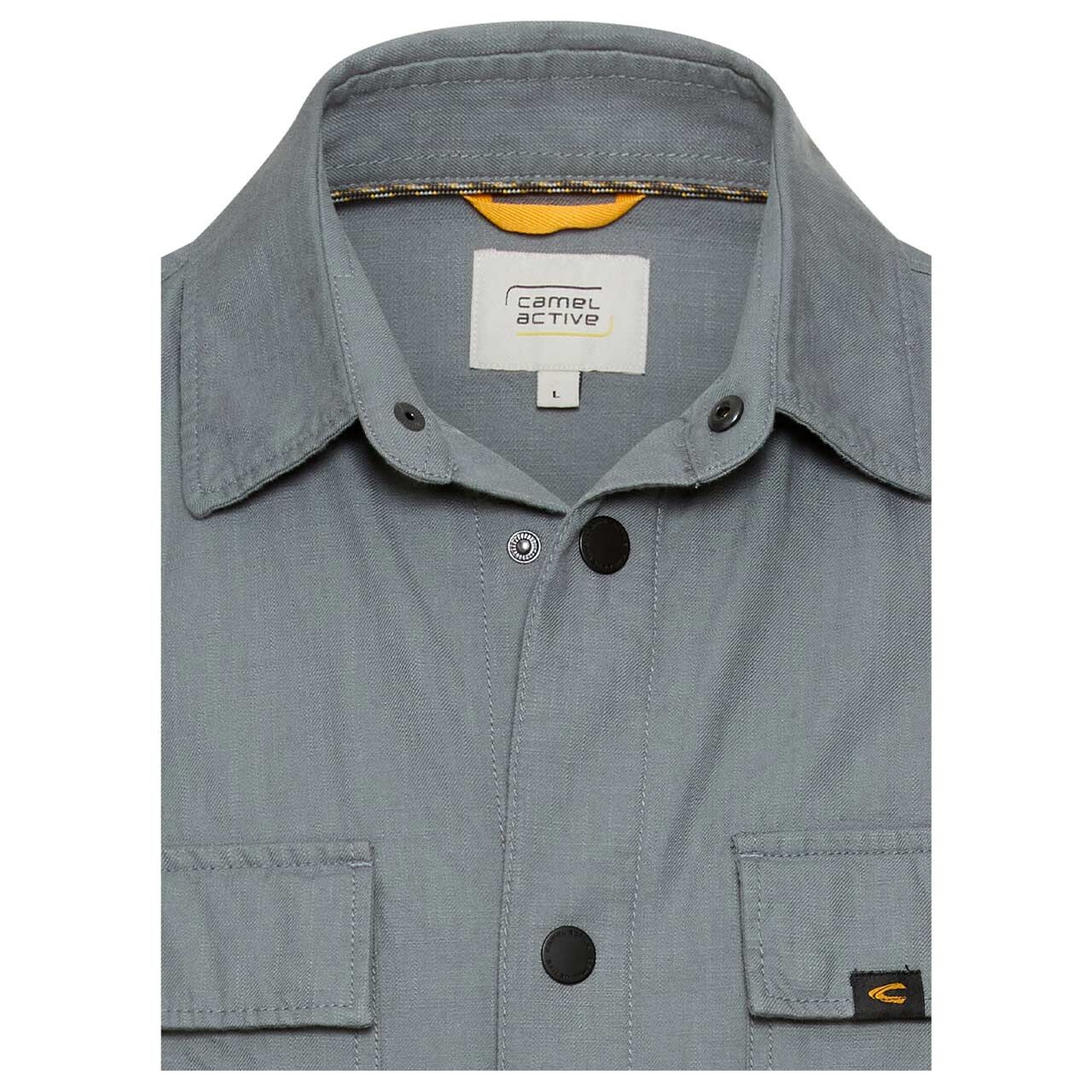 Herren Hemdjacke von Camel active in Blau-Grau, detaillierte Vorderansicht