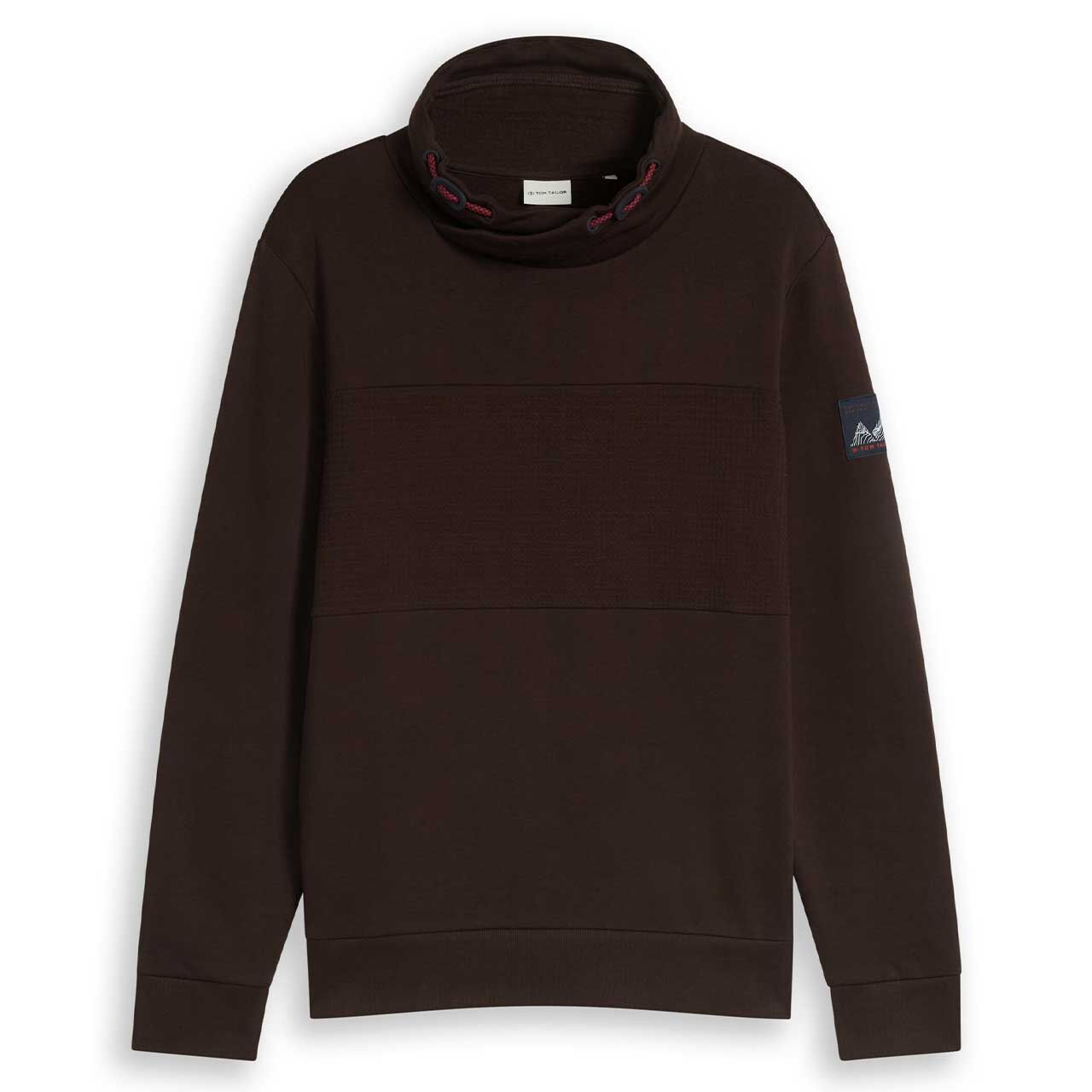 Tom Tailor Herren Sweatshirt Cutline Snood dark chocolate brown