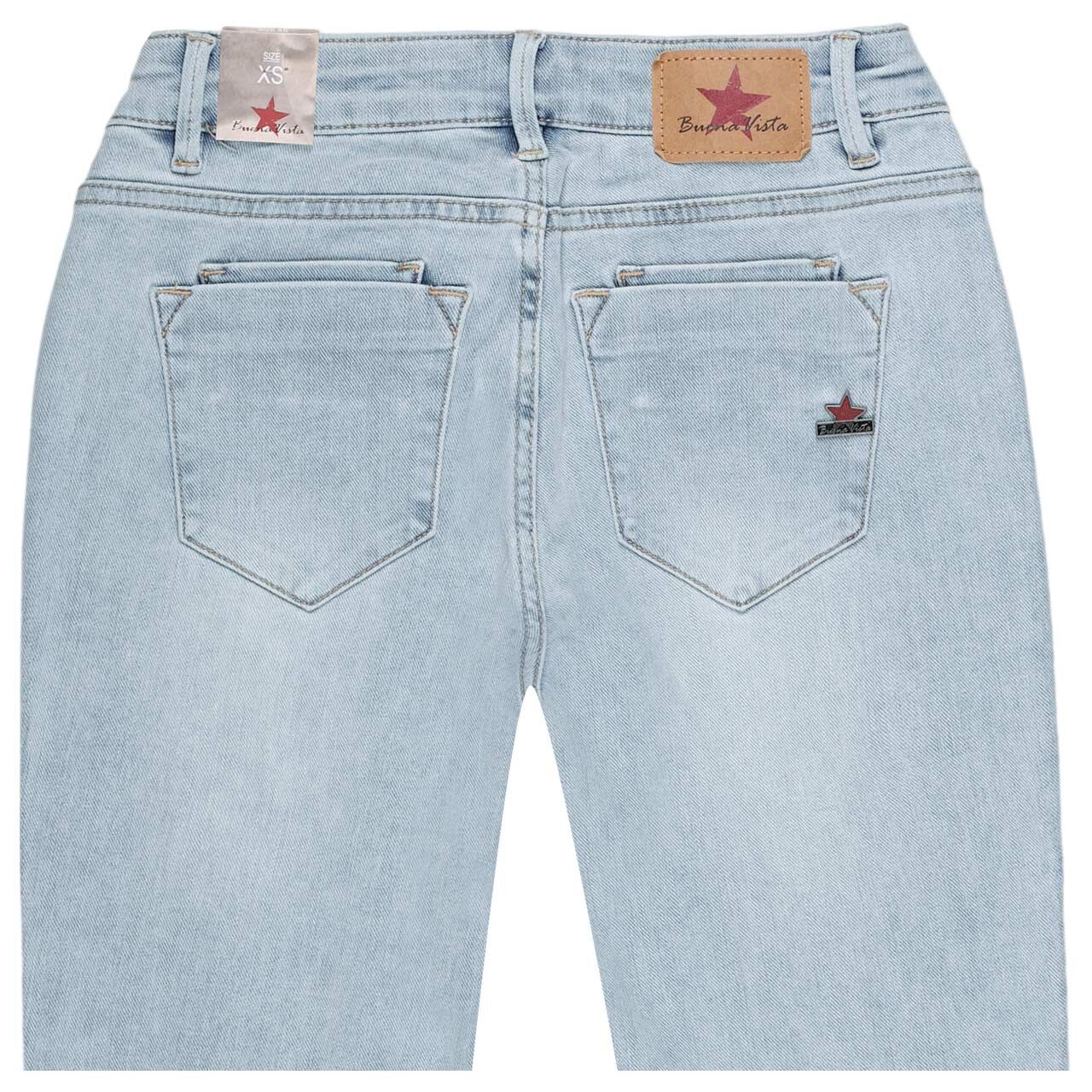 Damenjeans Italy K Bootcut Stretch Denim in Hellblau angewaschen, detaillierte Rückansicht