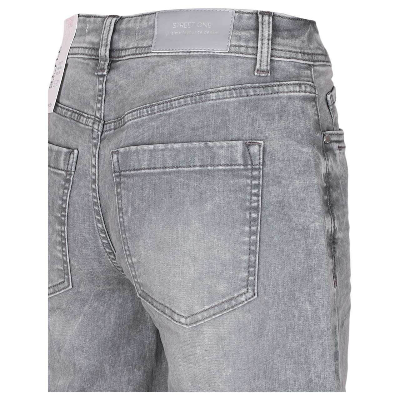 Damenjeans Wide Leg von Street One in Hellgrau verwaschen, detaillierte Rückansicht