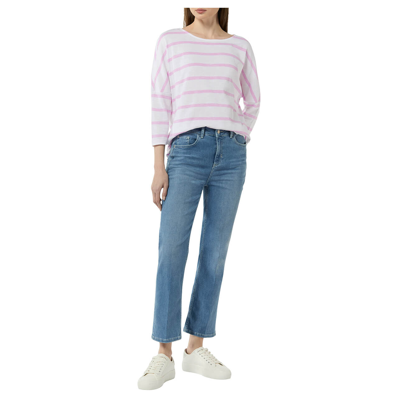 Comma Damen 3/4 Arm Shirt lilac pink stripes