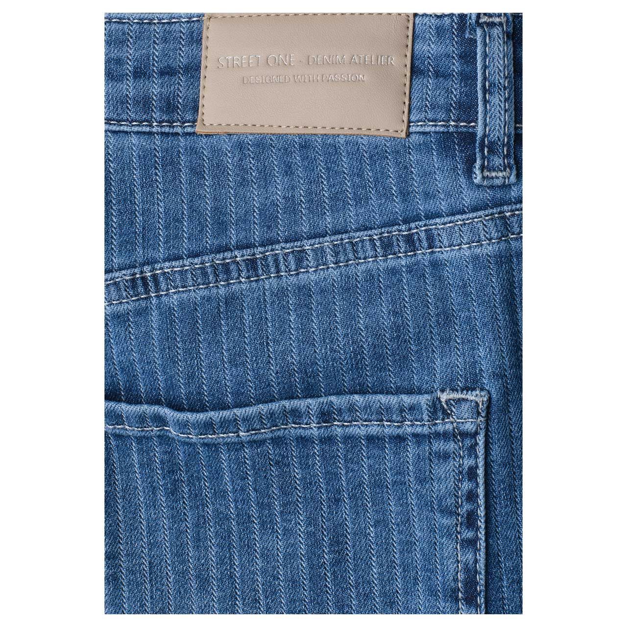Street One Karlie Barrel Ankle Jeans mid blue stripe washed