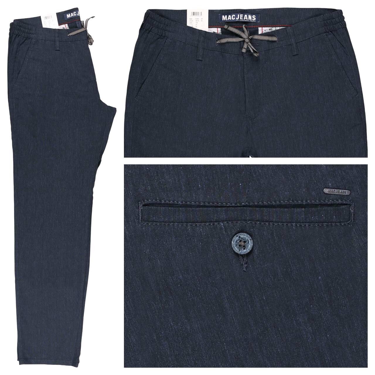 MAC Lennox Sport Chino Leinenhose nautic blue