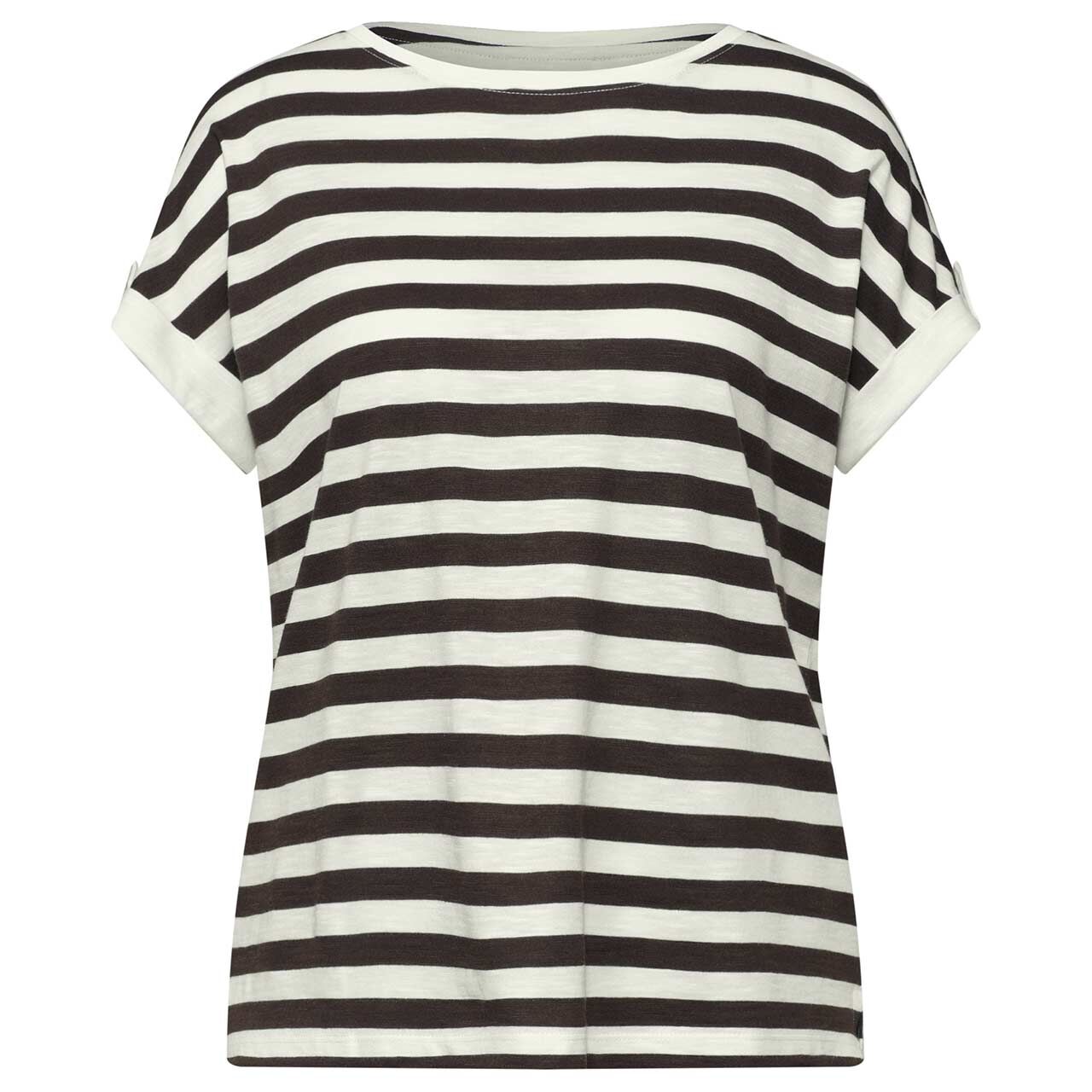 Street One Damen T-Shirt Basic Deco Buttons espresso brown