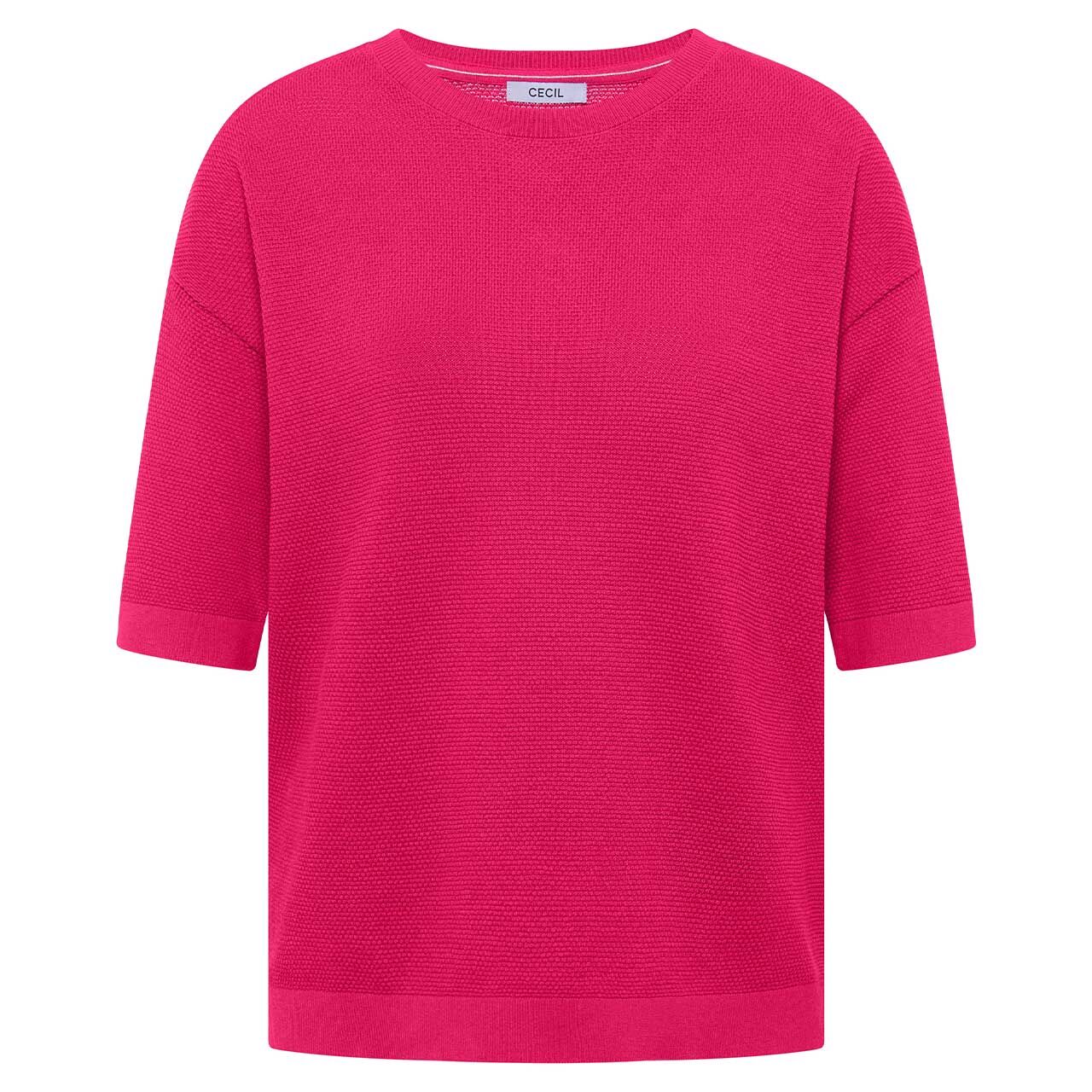 Cecil Damen Kurzarm Pullover Structured Short Sleeve beetroot pink
