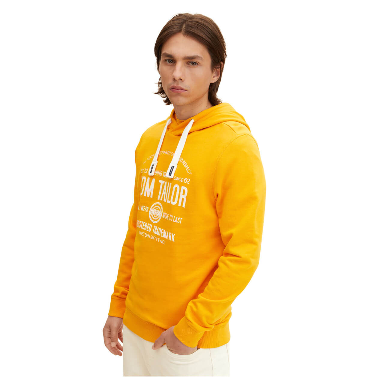 Tom Tailor Hoodie With Print Sweatshirt für Herren in Gelb mit Print, FarbNr.: 24135