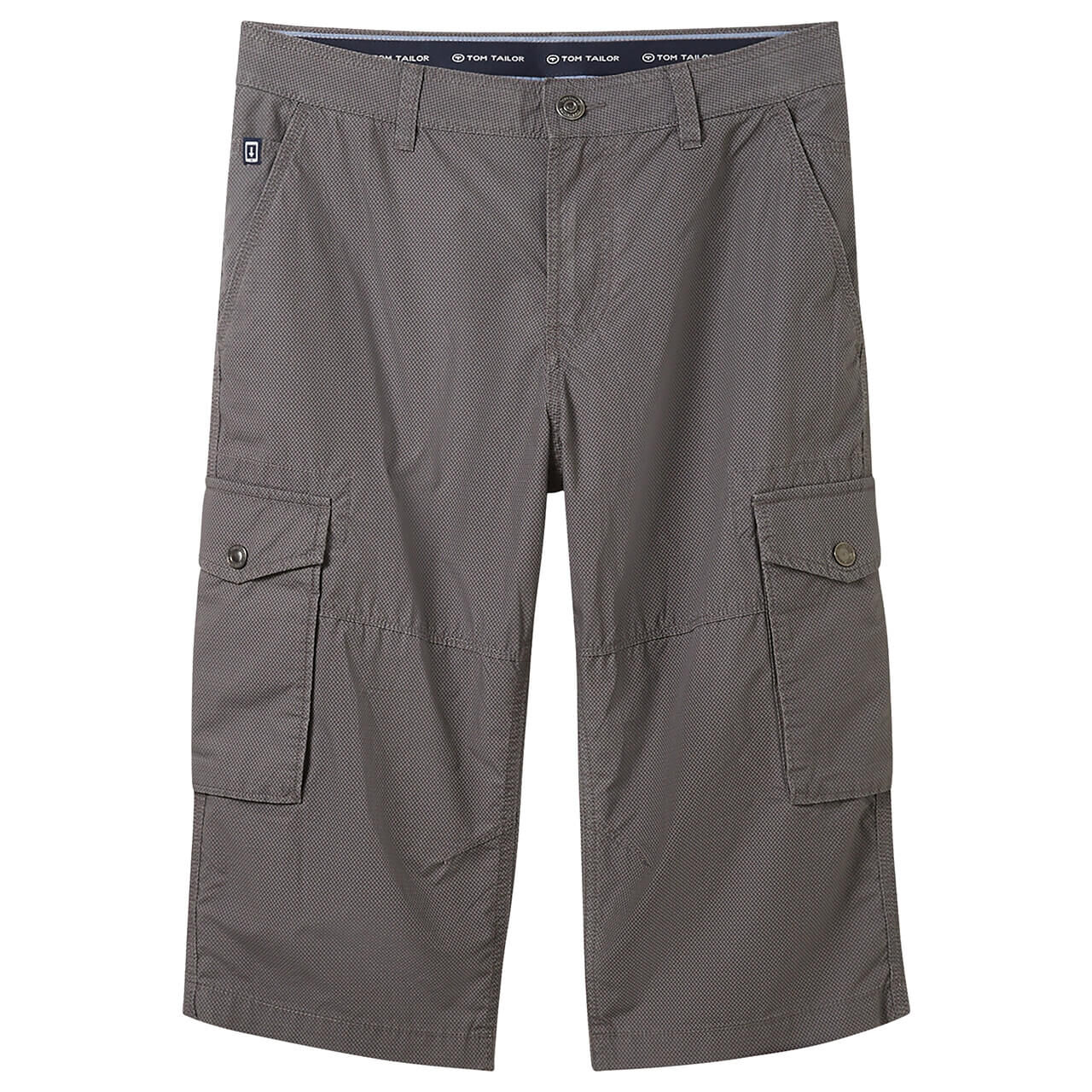 Herren 3/4 Cargo Baumwollhose Max Overknee von Tom Tailor in Dunkelgrau mit Print, Vorderansicht