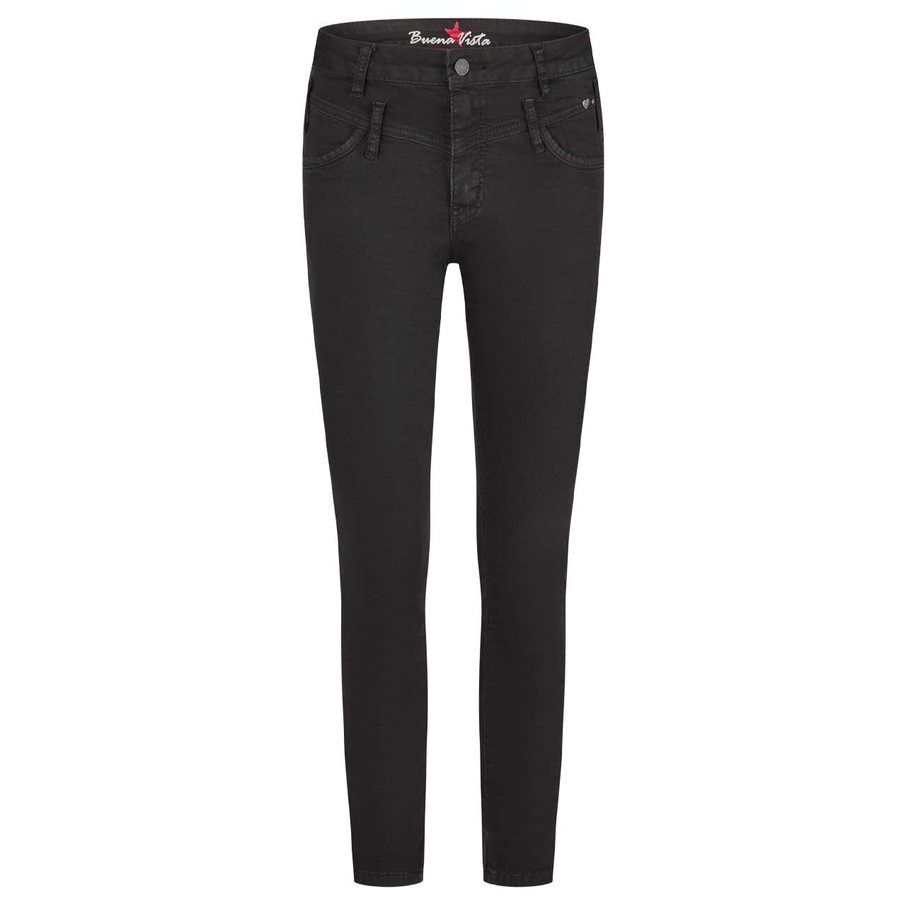 Damen Ankle Jeans Florida Cropped Cozy Denim von Buena Vista in Schwarz, Vorderansicht