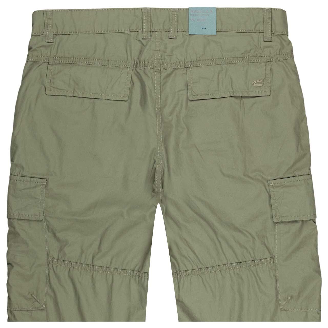 Herren 3/4 Long Cargo Baumwollhose Houston in Olivgrün, Rückansicht