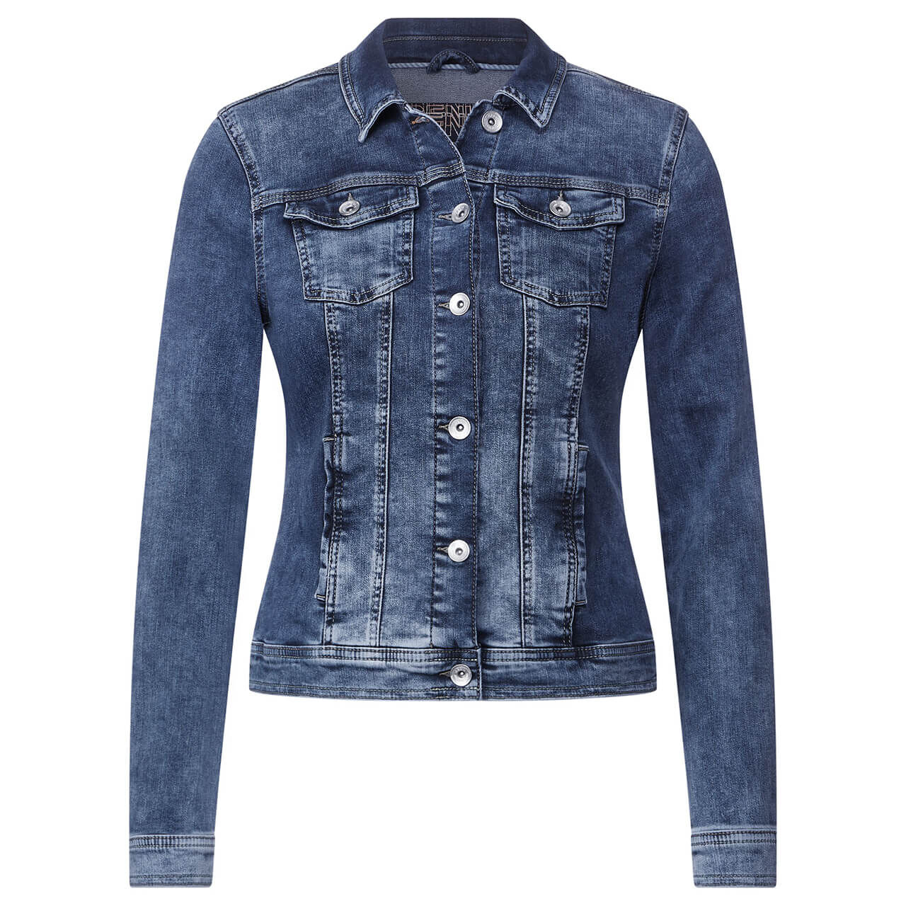 Jeansjacke im Bouclé-Look für Damen in Blau