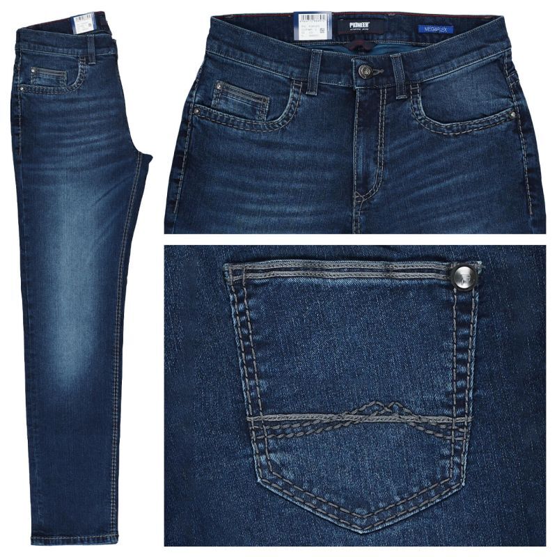Pioneer grote maat stretch korte broek darkblue gulp met rits