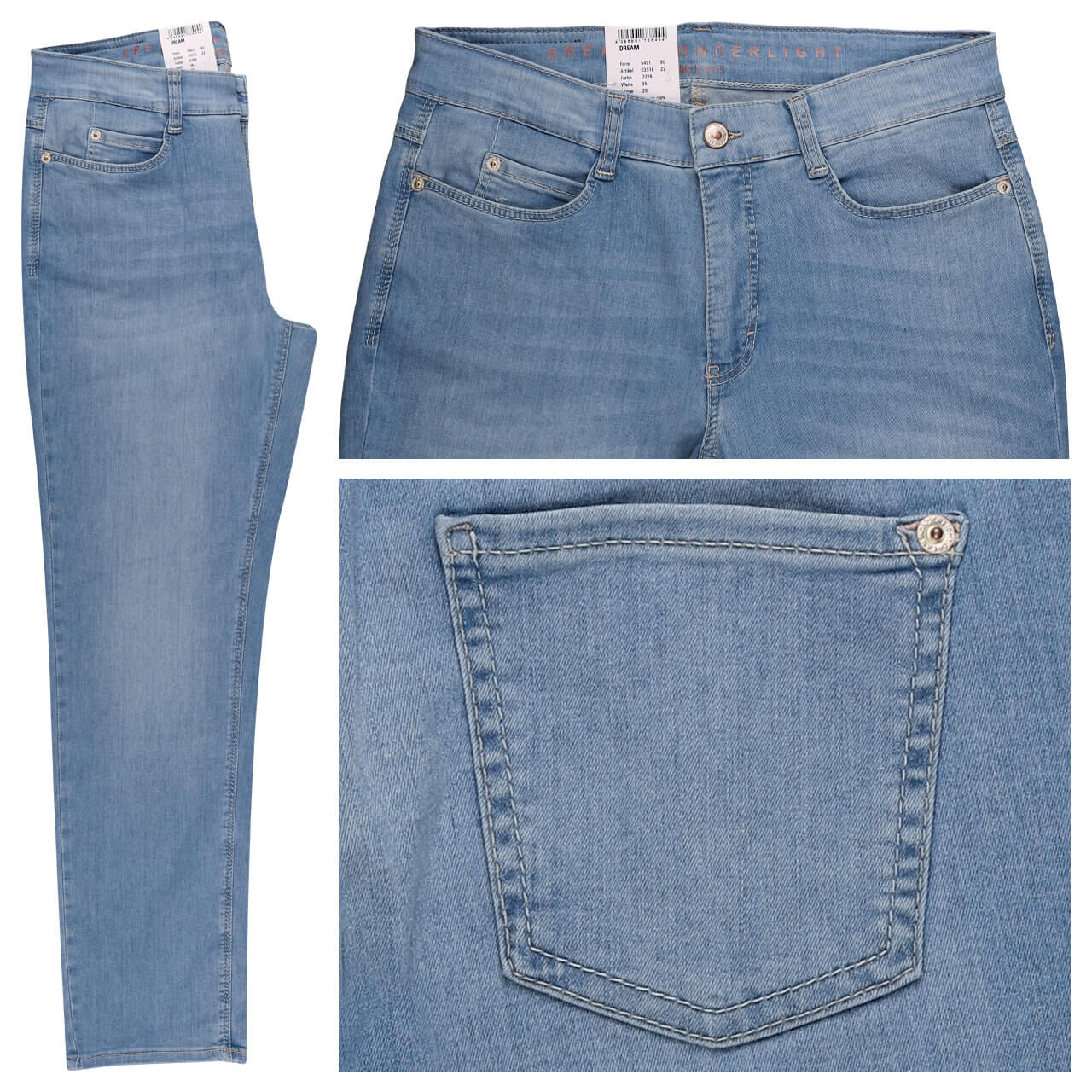MAC Dream Wide Wonderlight 0351L544190 – Jeans Donna Gamba Larga – Blu Mid Wash – 34/30 – Cotone E Elastan